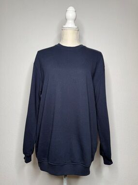 Sweaty Betty Explore More Longline Sweatshirt Navy Graphic Cotton Blend Size XS